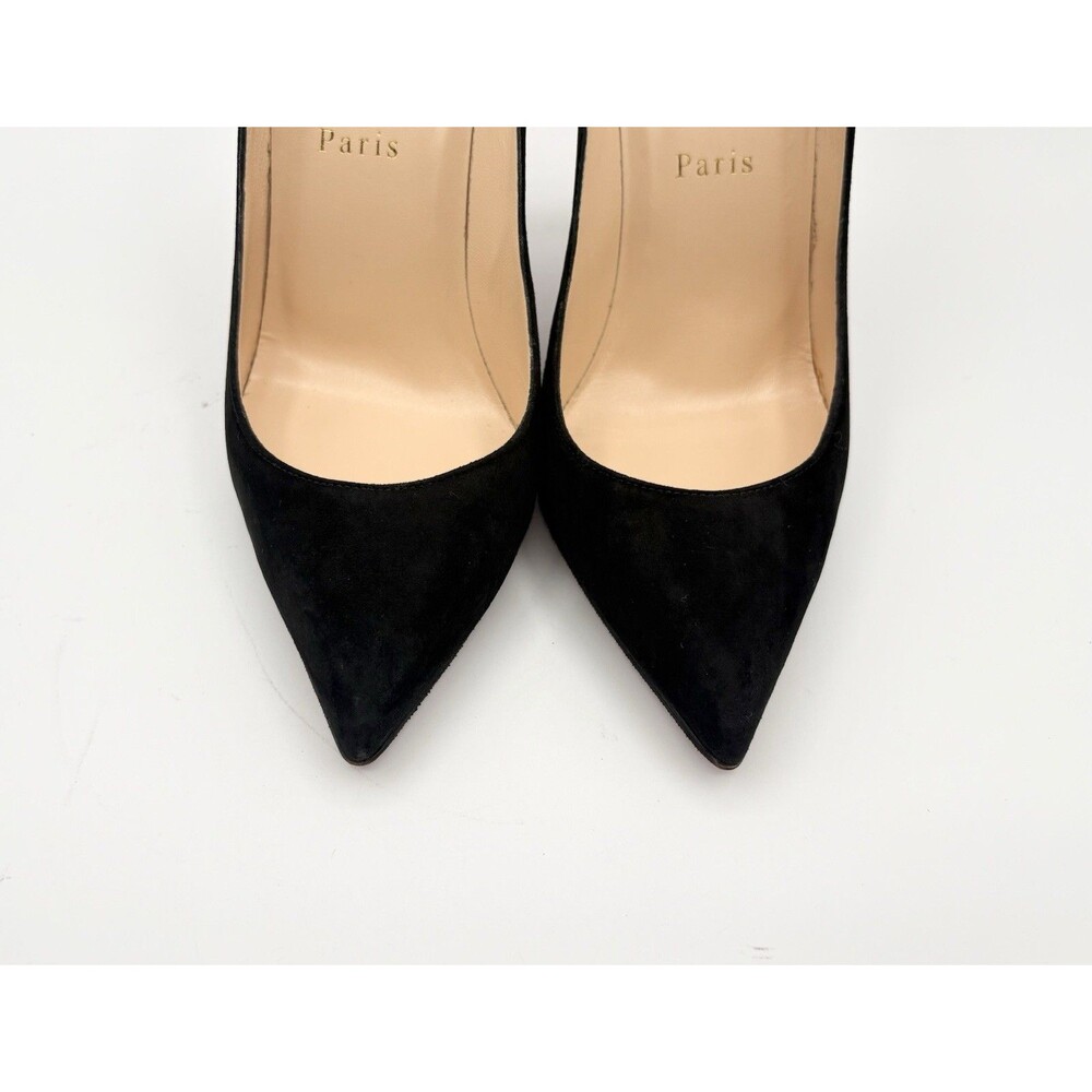 Christian Louboutin Black Suede Pigalle Pointed Toe Stiletto Heels Size EU 37.5 - Picture 6 of 10